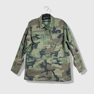 Topshop Camouflage Utility Jacket Womens Size 6 Green Military Streetwear Camo